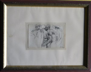 Opisso Ricard 1904, Mujeres hablando, dibujo carboncillo papel, enmarcado, dibujo 15,50x18 cms. y marco 36x46 cms.  600 (12)