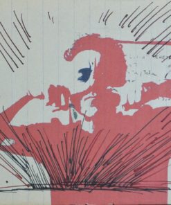 Javier Pagola - "Autorretrato en rojo" tinta sobre impresión litográfica, enmarcado