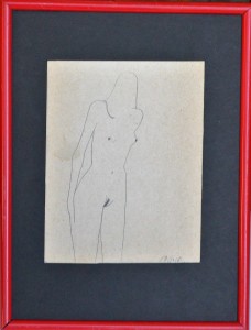 Pagola Javier, Desnudo mujer adolescente, dibujo lápiz papel, enmarcado, pintura 13x10 cms. y marco 21x16 cms. (1)
