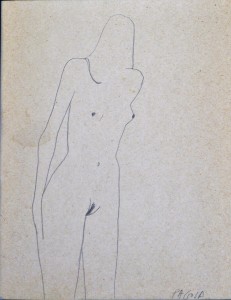 Pagola Javier, Desnudo mujer adolescente, dibujo lápiz papel, enmarcado, pintura 13x10 cms. y marco 21x16 cms. (3)
