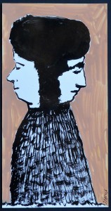 Pagola Javier, Dos caras, técnica mixta cartulina, enmarcado, pintura 21,50x11,50 cms. y marco 40x29,50 cms. (3)