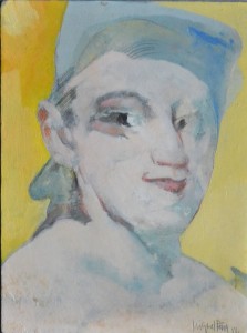 Peña Miguel 1981, cabeza en azules, oleo carton, enmarcado, pintura 21,50x16 cms. y marco 36x21 cms. 860 (5)
