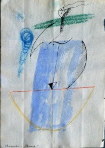 Riera y Aragó, Mujer, acuarela tinta y pastel papel, enmarcado, pintura 20,50x14,50 y marco 37,50x30 cms. (16)