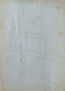 Rivas Montenegro Federico, Curiosidad, dibujo lápiz papel, enmarcado, dibujo 32x24 cms. y marco 46x31 cms.  (3)