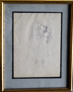 Rivas Montenegro Federico, En el paseo, dibujo lápiz papel, enmarcado, dibujo 24x17,50 cms. y marco 34x27 cms. (3)