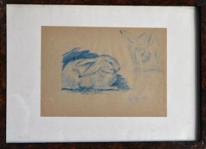 Seiquer Alejandro, Conejos, dibujo lápiz color papel, enmarcado, dibujo 16x22 cms. y marco 26x36 cms.  120 (1)