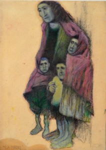 Zohre Mirabassi, La Madre, dibujo oleo en barra cartulina, enmarcado, dibujo 35x25 cms. y marco 57x45 cms. (3)