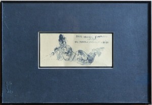 mompo manuel hernandez 1960 Flautista, felicitación navideña, tinta china cartulina, enmarcado, dibujo 24x11 cms. y marco 35x51 cms.  (12)