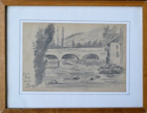 Anónimo francés 1896, Près de Bulle, dibujo lápiz papel, enmarcado, dibujo 12x18 cms. y marco 20x26 cms (6)