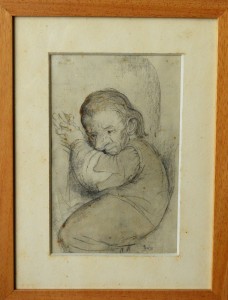 Barba Juan, Personaje marginado, dibujo  lápiz papel, enmarcado, dibujo 22x14 cms y marco 33x25,50 cms.  (4)