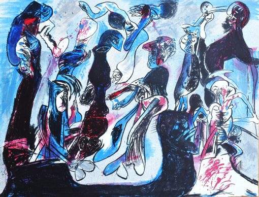Bonifacio 1986 - "Composición figuras azules" litografia