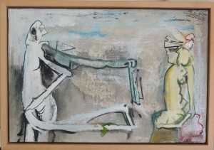 Bonifacio 1992, discusión de pareja, pintura oleo lienzo 22c33 cms.  (1)