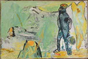 Bonifacio 1992, oteando el horizonte, pintura oleo lienzo, 16x24 cms.  (1)