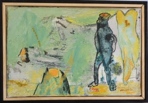 Bonifacio 1992, oteando el horizonte, pintura oleo lienzo, 16x24 cms.  (2)