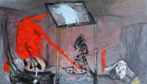 Bonifacio 1995, mancha roja, pintura oleo lienzo, 24x41 cms.  (1)