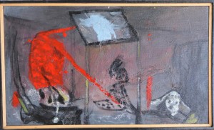 Bonifacio 1995, mancha roja, pintura oleo lienzo, 24x41 cms.  (4)