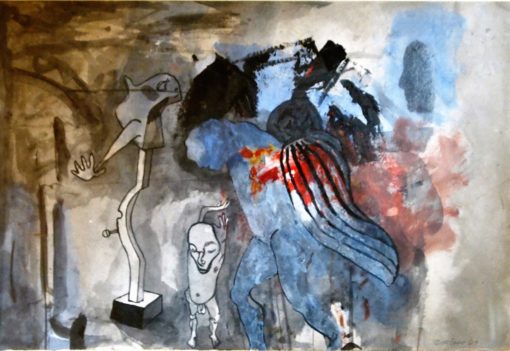 Jorge Castillo 1964 Barcelona - "El Angel" tinta china y gouasche cartulina, enmarcado