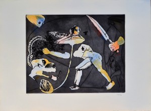 Castillo Jorge 1972, Españoles en América, grabado aguafuerte, edición 50 ejemplares, numerado y firmado a lápiz, plancha 39x49 cms. y papel 56,50x76 cms.  (6)