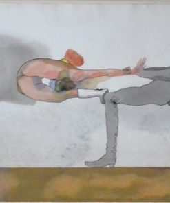 Jorge Castillo1978 - "Dos acróbatas contorsionistas" tinta china y acuarela papel, enmarcado
