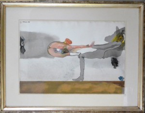 Castillo Jorge, 1978, dos acróbatas contorsionistas, tinta china y acuarela papel, enmarcado, dibujo 39x57 cms. y marco 61x80 cms (7) c 900 - copia