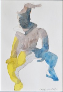 Castillo Jorge 2010, Personaje del circo, acuarela cartulina, enmarcado, dibujo 18,50x12,50  y marco 43,50x40 cms (3)