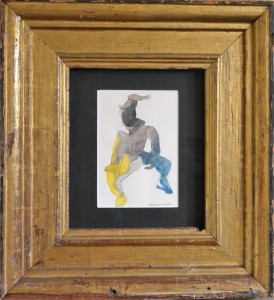 Castillo Jorge, Personaje del circo, acuarela cartulina firmado en 2010, enmarcado, dibujo 18,50x12,50  y marco 43,50x40 cms (1)
