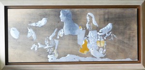 Castillo Jorge, personajes, pintura acrílico tablex, enmarcado, pintura 33x81 cms. y marco 45x93 cm. 250 (4)