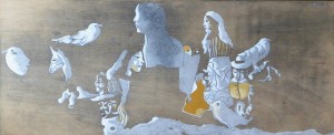 Castillo Jorge, personajes, pintura acrílico tablex, enmarcado, pintura 33x81 cms. y marco 45x93 cm. 250 (6)