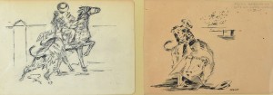 Hervás, Picador y Media verónica, dibujos tinta papel, enmarcado, dibujos 16x22 cm.s cada uno y marco 26x56 cms (3)