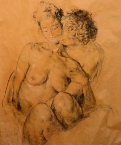 Juan Vicente Barrio Juanvi - "Pareja de enamorados" dibujo carboncillo papel kraft