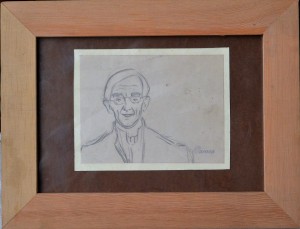 Lacasa y Perla Enrique, Hombre de perfil, dibujo lápiz papel, enmarcado, papel 8x10,50 cms. y marco 16x21 cms.  (1)