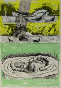 Nagel Andrés 1991, fondo amarillo, aguafuerte y collage, edición 75 ejemplares, numerado y firmado a lápiz, 98x69 cms.  (40)
