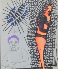 Pagola Javier - "Ensoñación" dibujo técnica mixta papel, enmarcado