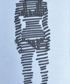 Javier Pagola - "Joven con bikini a rayas" dibujo tinta papel, enmarcado