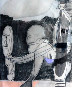 Javier Pagola - "Tres personajes, premonición" técnica mixta papel