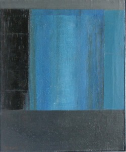 Rueda Gerardo 1959, Composición en azules, pintura oleo lienzo, enmarcado, intura 46x38 cms. y marco 52x44 cms.  (4)