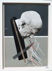 Villalba Darío, hombre de perfil, litografía y fotolito, edición 75 ejemplares, numerado y firmado a lápiz, enmarcado, papel 95x68 cms. y marco 108x81 cms.   (4)