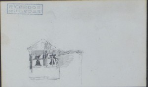 Villodas Ricardo de, Campanario, dibujo lápiz papel, enmarcado, dibujo 7,50x12 cms. y marco 16,50x21,50 cms (2)