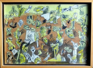 bonifacio 1981 Homenaje a Saura, lapiz tinta y aguada cartulina , enmarcado, pintura 35x50 cms. y marco 40x54,50 cms (4)