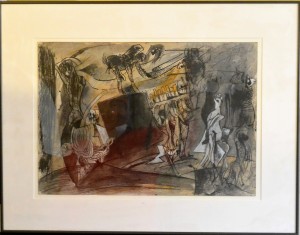 bonifacio 1988, espíritu saltarín, pintura técnica mixta cartulina, enmarcado, pintura 34x49,50 cms. y marco 50x68 cms (12)