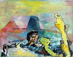 bonifacio 1992, contemplación del volcán, oleo lienzo  14x18 cms (3)