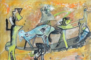 bonifacio 1992, para Fefa, pintura oleo lienzo, enmarcado, pintura 22x33 cms. y marco 35x45 cms. dedicado a la galerista Fefa Seiquer (2)