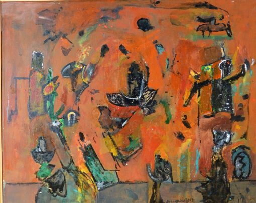 Bonifacio 2007 - "Personajes fondo rojo" pintura oleo lienzo