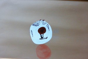 lamazares anton, esfera blanca y bola, oleo y barniz cartulina, enmarcado, pintura 76x113 cms y marco 82x119 cms. (3)