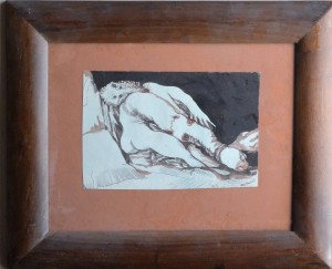 Alcorlo Manuel, Animal exhausto y rata, dibujo tinta y aguada papel, enmarcado, dibujo 16x24,50 y marco 38x45,50 cms. (5)