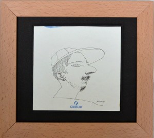 Alcorlo Manuel, Joven con gorra baseball, dibujo tinta papel, enmarcado, dibujo 14,50x15 cms. y marco 23,50x26 cms.  (5)