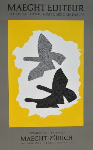 Braque Georges, Liographies et gravures, cartel original impresión litográfica exposición en Maeght Zurich en 1973, 68x42,50 cms.  (7)