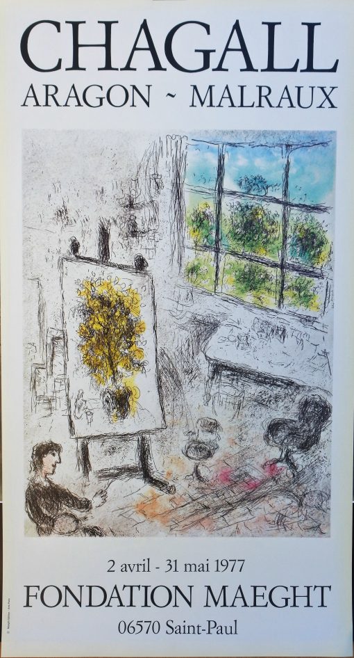 Marc Chagall - "Aragón - Malraux" cartel original exposición en la Fondation Maeght en 1977