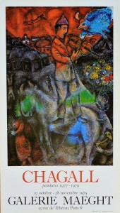 Chagall Marc, Le violiniste, cartel original exposición en la Galería Maeght en 1979, 84x48 cms. (2)
