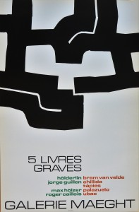 Chillida Eduardo, Cinq livres gravés, cartel litográfico original exposición en 1974, 64x42 cms. (4)